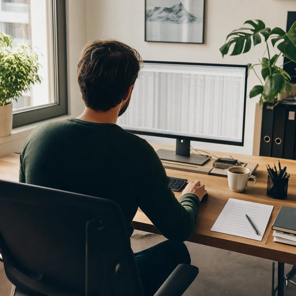 Analyst prüft eine frisch aus amtlichen Registern generierte B2B-Lead-Liste bei KundenScout24