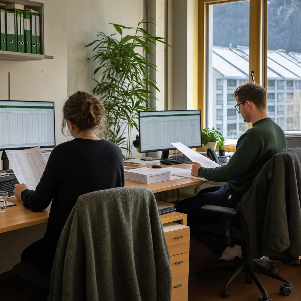 Arbeitsszene beim KundenScout24-Team: Register-Daten werden am Bildschirm geprüft