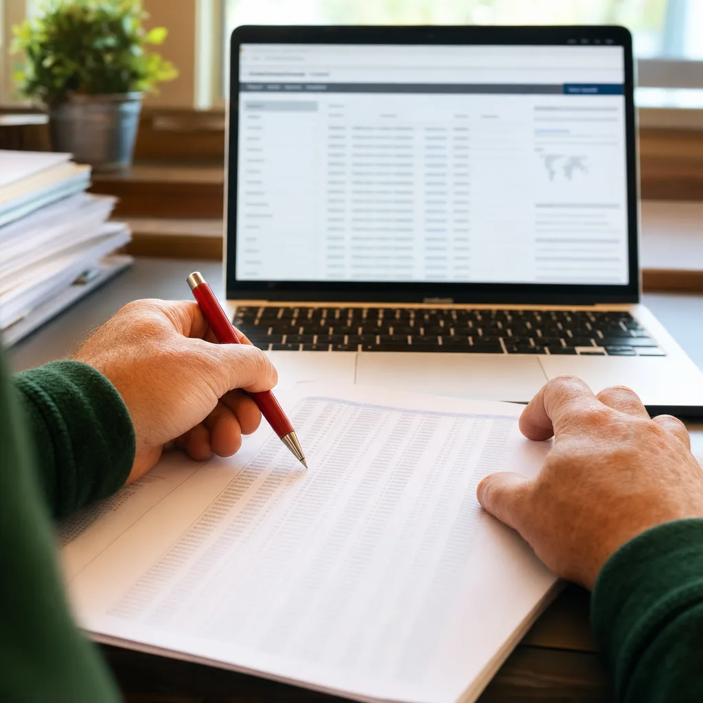 Schreibtisch mit Registerauszügen, Notizen und Laptop — die Register-Pipeline von KundenScout24 in der Praxis